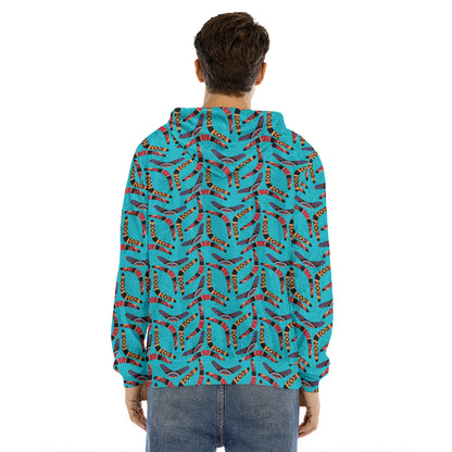 Australian Aboriginal Boomerang Print Men's Velvet Pullover Hoodie