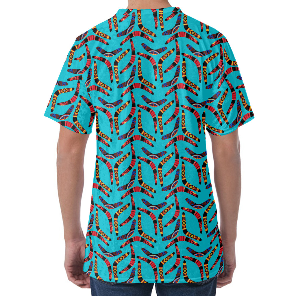 Australian Aboriginal Boomerang Print Men's Velvet T-Shirt