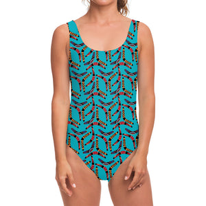 Australian Aboriginal Boomerang Print One Piece Swimsuit