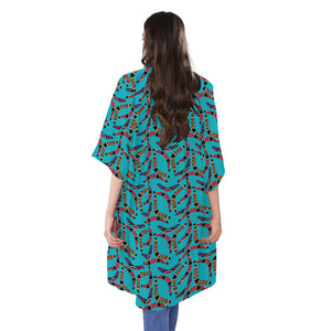 Australian Aboriginal Boomerang Print Open Front Beach Cover Up