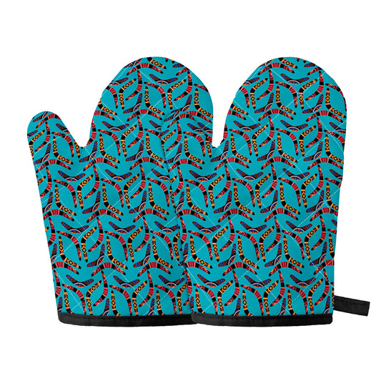 Australian Aboriginal Boomerang Print Oven Mitts