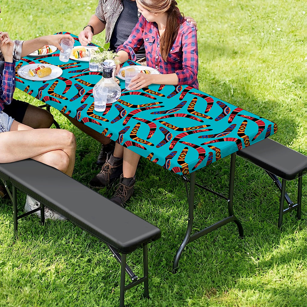 Australian Aboriginal Boomerang Print Picnic Table Cover