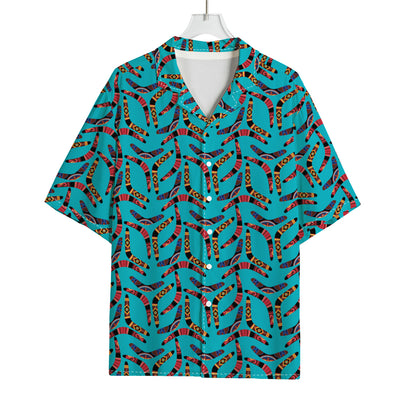 Australian Aboriginal Boomerang Print Rayon Hawaiian Shirt
