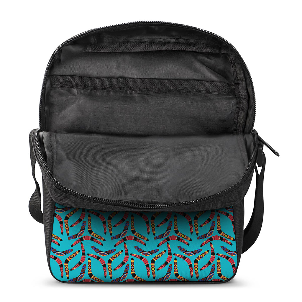 Australian Aboriginal Boomerang Print Rectangular Crossbody Bag