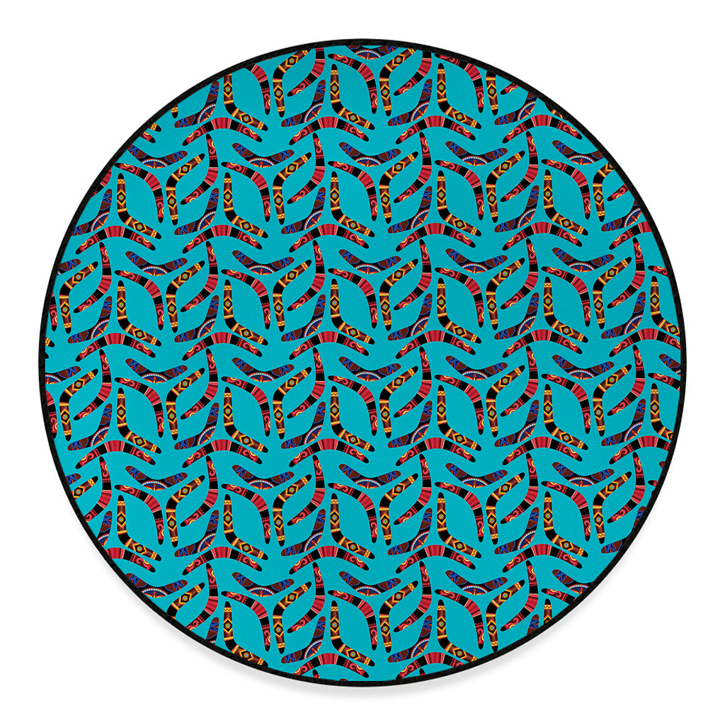 Australian Aboriginal Boomerang Print Round Floor Mat