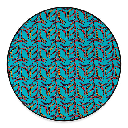 Australian Aboriginal Boomerang Print Round Floor Mat