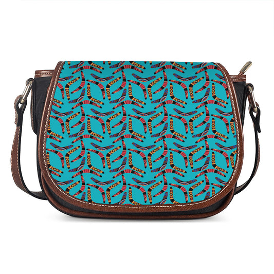 Australian Aboriginal Boomerang Print Saddle Bag
