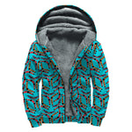 Australian Aboriginal Boomerang Print Sherpa Lined Zip Up Hoodie