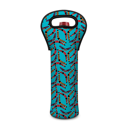 Australian Aboriginal Boomerang Print Single Neoprene Wine Tote