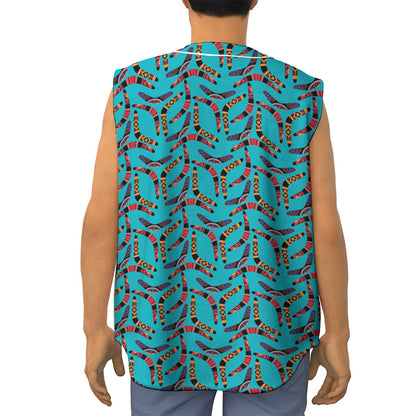 Australian Aboriginal Boomerang Print Sleeveless Baseball Jersey