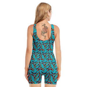 Australian Aboriginal Boomerang Print Sleeveless One Piece Swimsuit