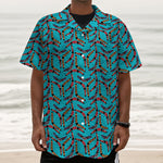 Australian Aboriginal Boomerang Print Textured Short Sleeve Shirt