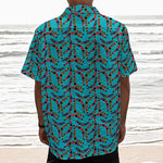 Australian Aboriginal Boomerang Print Textured Short Sleeve Shirt