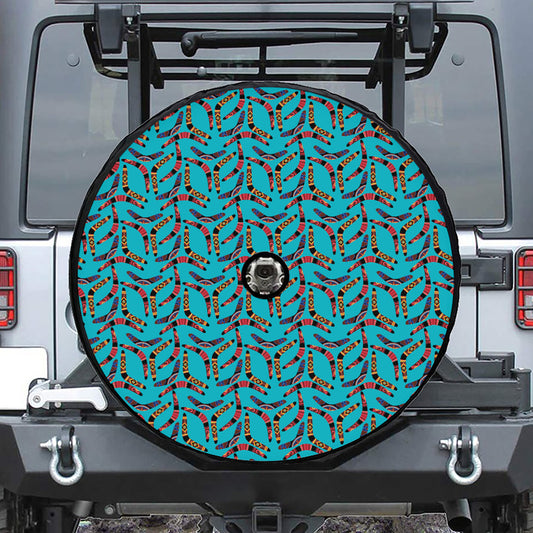 Australian Aboriginal Boomerang Print Tire Cover With Camera Hole