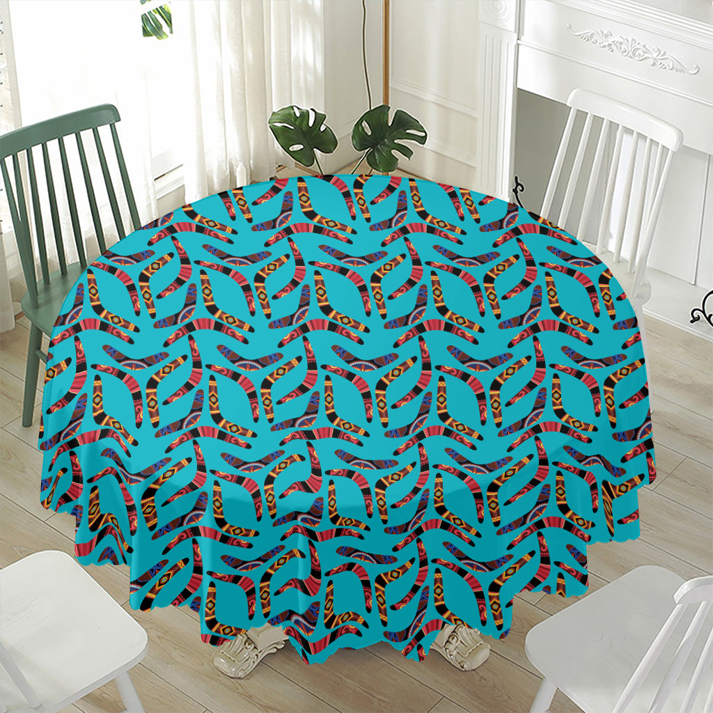 Australian Aboriginal Boomerang Print Waterproof Round Tablecloth