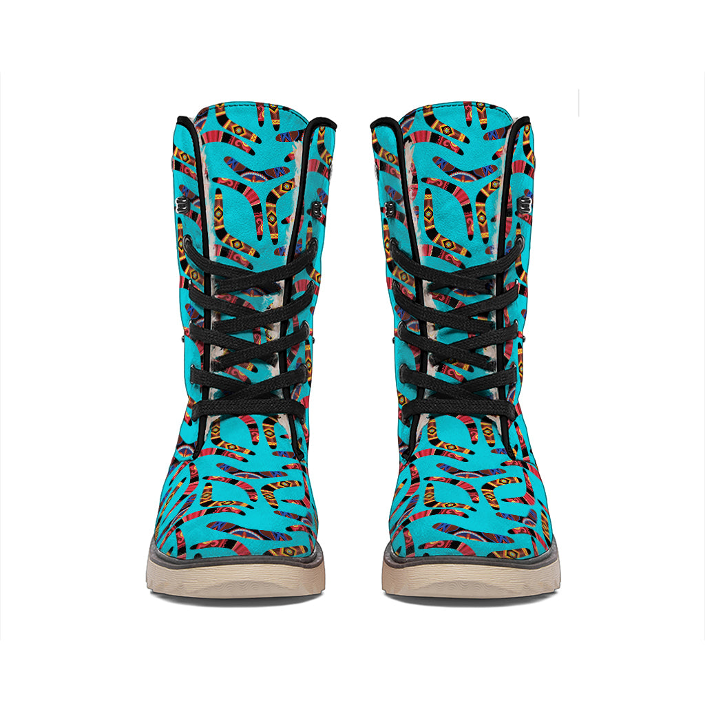 Australian Aboriginal Boomerang Print Winter Boots