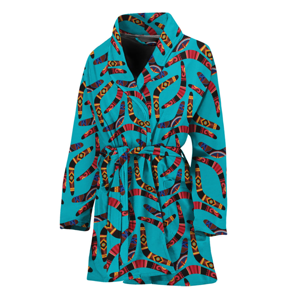 Australian Aboriginal Boomerang Print Women's Bathrobe