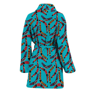 Australian Aboriginal Boomerang Print Women's Bathrobe