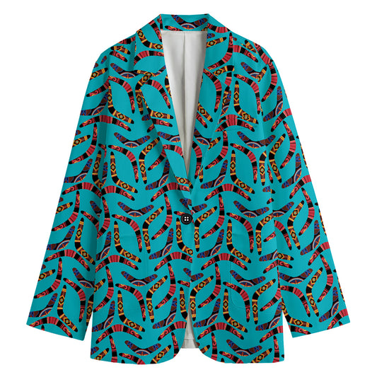 Australian Aboriginal Boomerang Print Women's Blazer
