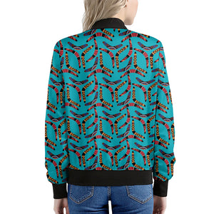 Australian Aboriginal Boomerang Print Women's Bomber Jacket