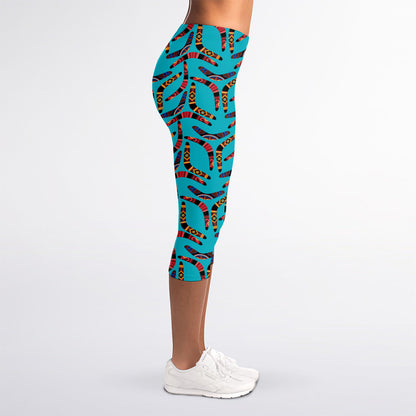 Australian Aboriginal Boomerang Print Women's Capri Leggings