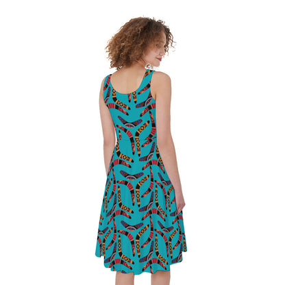 Australian Aboriginal Boomerang Print Women's Sleeveless Dress
