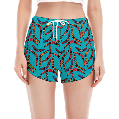 Australian Aboriginal Boomerang Print Women's Split Running Shorts