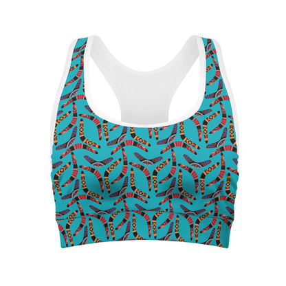 Australian Aboriginal Boomerang Print Women's Sports Bra