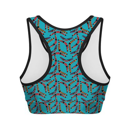 Australian Aboriginal Boomerang Print Women's Sports Bra