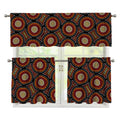 Australian Aboriginal Dot Pattern Print 3 Piece Kitchen Curtains