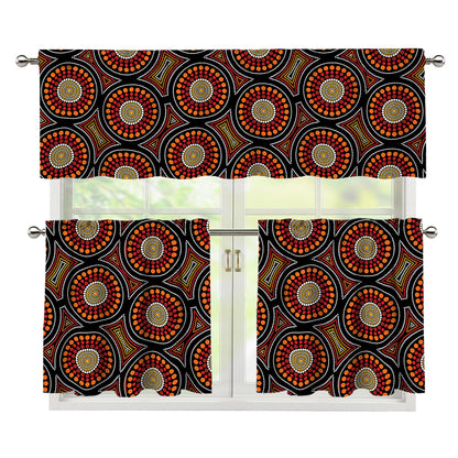 Australian Aboriginal Dot Pattern Print 3 Piece Kitchen Curtains