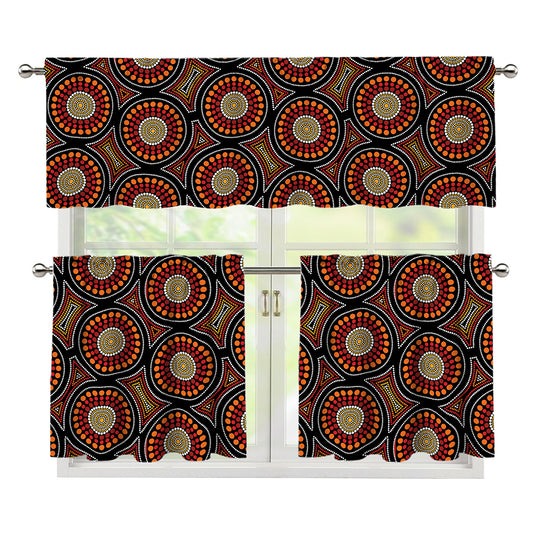 Australian Aboriginal Dot Pattern Print 3 Piece Kitchen Curtains