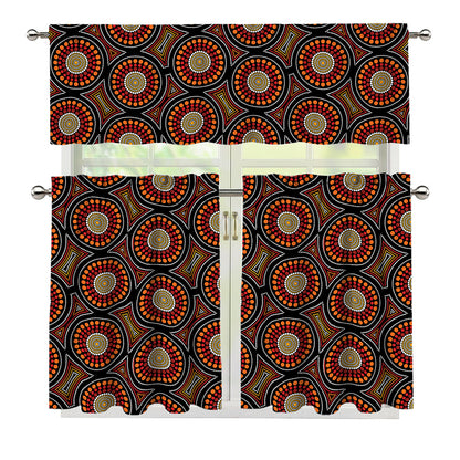 Australian Aboriginal Dot Pattern Print 3 Piece Kitchen Curtains