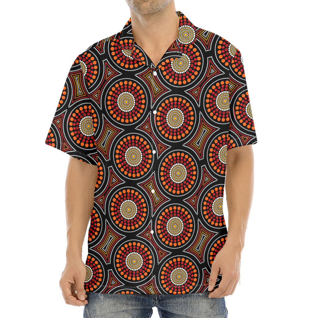 Australian Aboriginal Dot Pattern Print Aloha Shirt