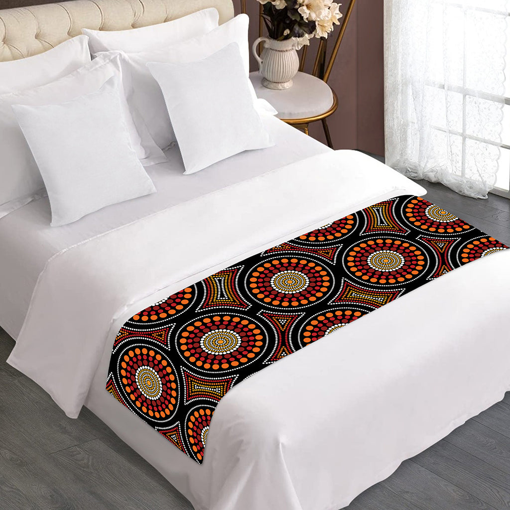 Australian Aboriginal Dot Pattern Print Bed Runner