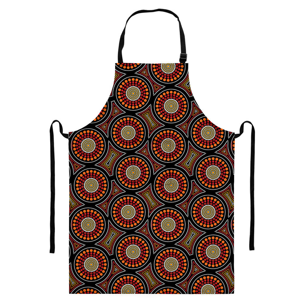 Australian Aboriginal Dot Pattern Print Bib Apron With Pocket