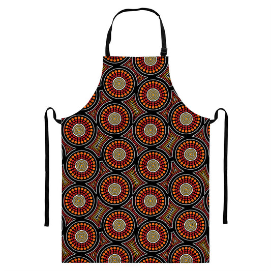 Australian Aboriginal Dot Pattern Print Bib Apron With Pocket