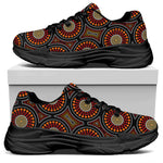 Australian Aboriginal Dot Pattern Print Black Chunky Shoes