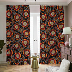 Australian Aboriginal Dot Pattern Print Blackout Pencil Pleat Curtains