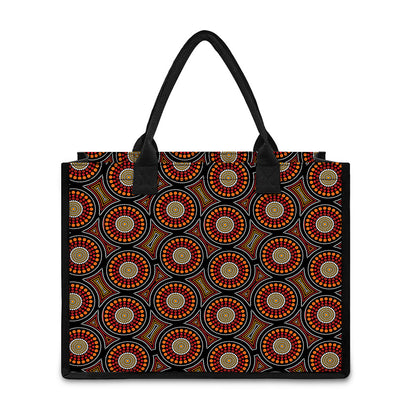 Australian Aboriginal Dot Pattern Print Canvas Tote Bag