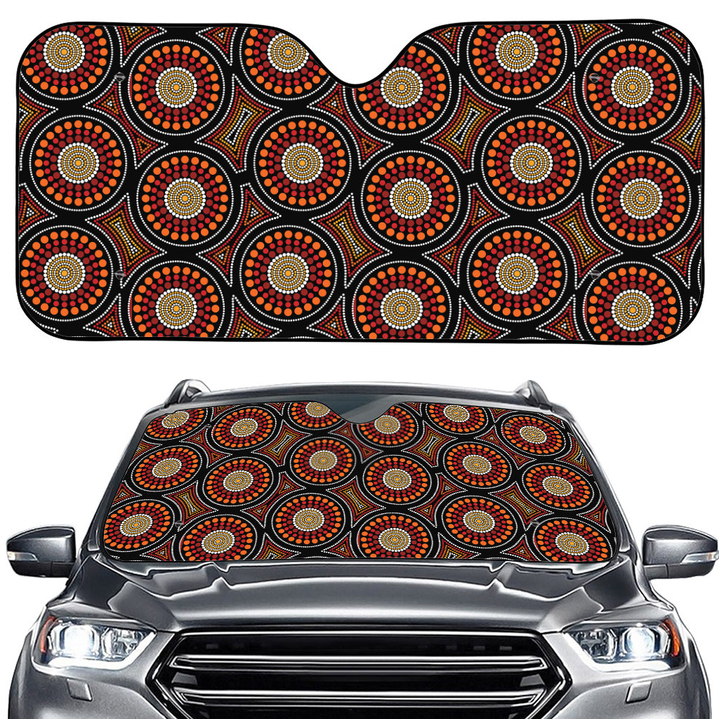 Australian Aboriginal Dot Pattern Print Car Windshield Sun Shade