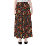 Australian Aboriginal Dot Pattern Print Chiffon Maxi Skirt