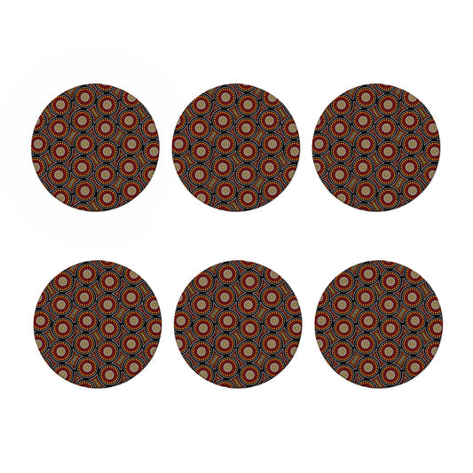 Australian Aboriginal Dot Pattern Print Coaster Set