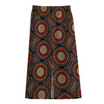 Australian Aboriginal Dot Pattern Print Cotton Front Slit Maxi Skirt