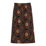 Australian Aboriginal Dot Pattern Print Cotton Front Slit Maxi Skirt