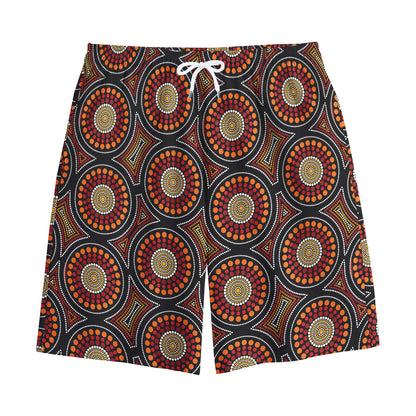 Australian Aboriginal Dot Pattern Print Cotton Shorts