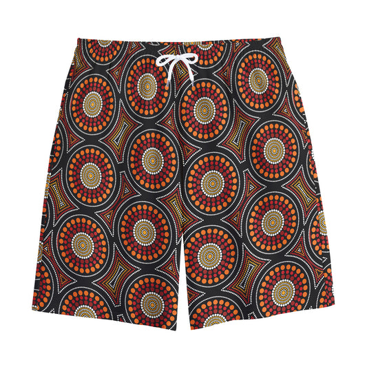 Australian Aboriginal Dot Pattern Print Cotton Shorts