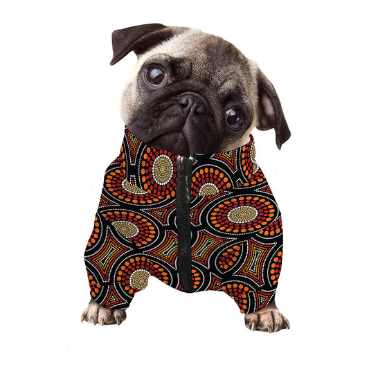Australian Aboriginal Dot Pattern Print Dog Zip Up Jacket