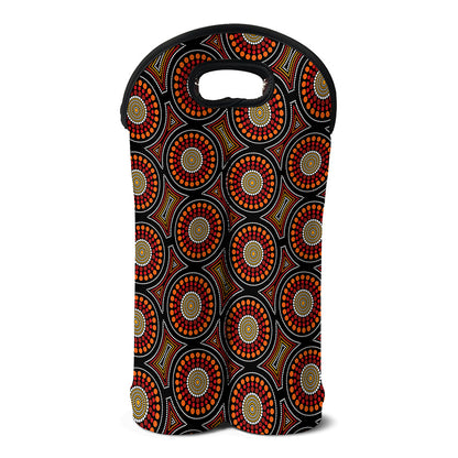 Australian Aboriginal Dot Pattern Print Double Neoprene Wine Tote