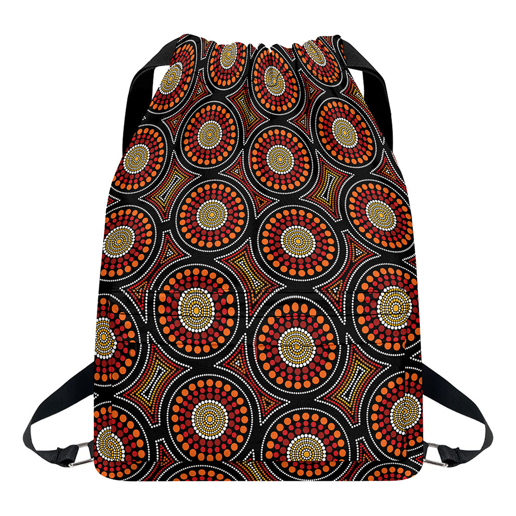 Australian Aboriginal Dot Pattern Print Drawstring Backpack